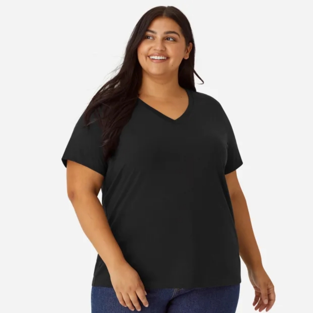 Bombas V-Neck Black Pima Cotton T-Shirt EUC